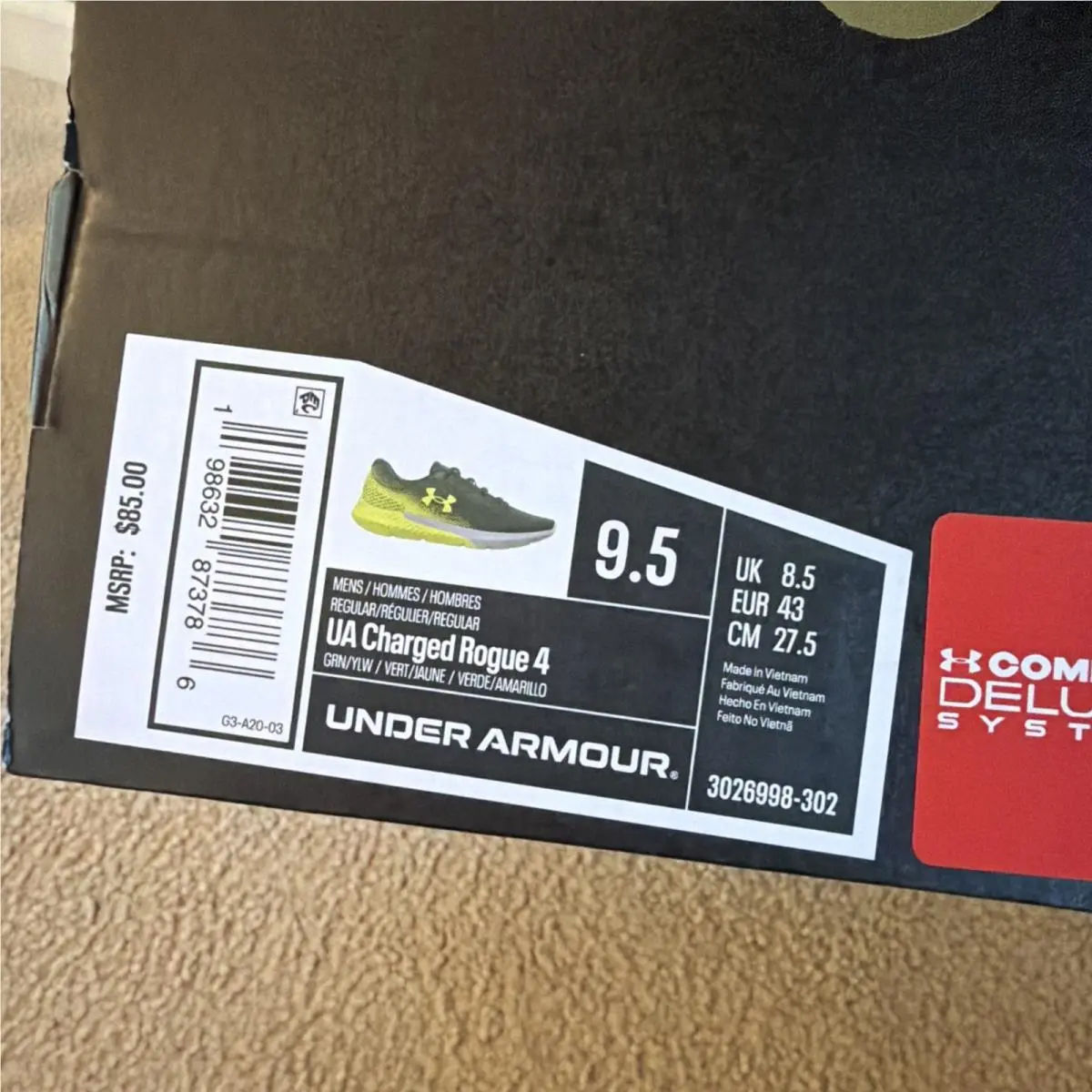 Under Armour shoes - Under Armour Charged Rogue 4 - 3026998-302 - Green/Yellow/Grey (UPC: 0198632873786) 16