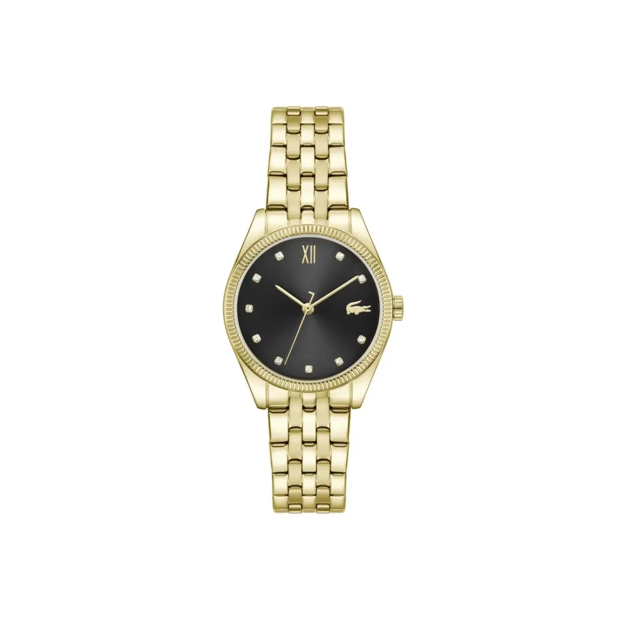 Women`s Parisienne Quartz Bracelet Watch Black with Crystal Indexes by Lacoste