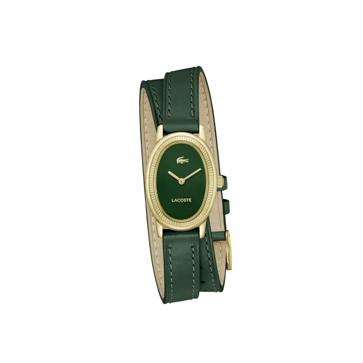 Parisienne Women`s 2H Watch – Oval Case Fluted Bezel Quartz Green by Lacoste