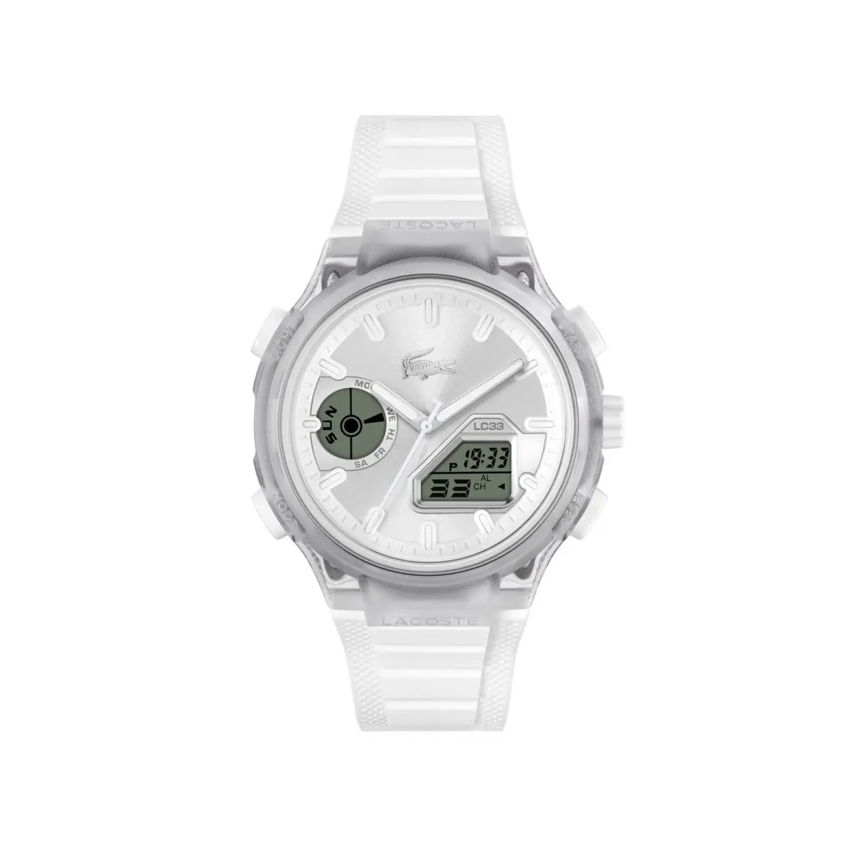 LC33 Men’s Analog-digital Quartz Watch - Silicone 45 MM Clear White by Lacoste
