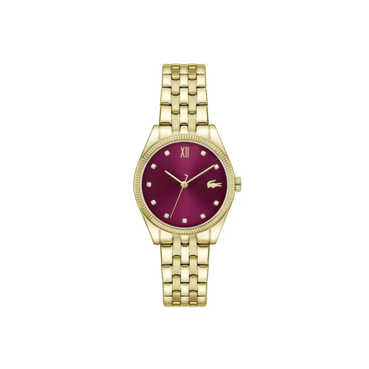 Women`s Parisienne Quartz Bracelet Burgundy with Crystal Indexes by Lacoste