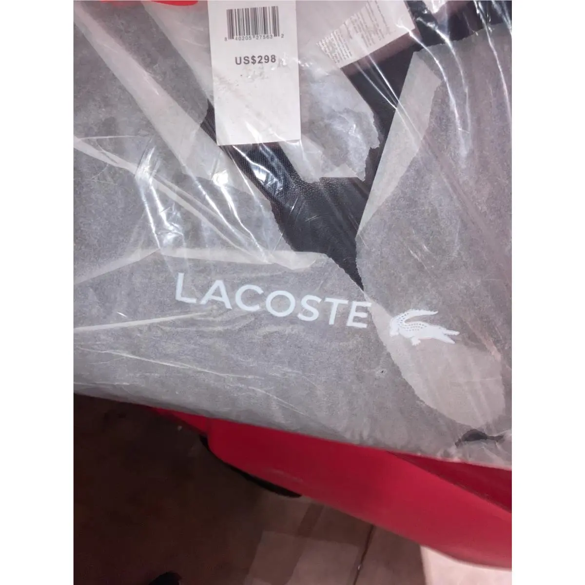 Weekender Bag NU4020PN Noir Black Coated Leather Travel Duffel by Lacoste