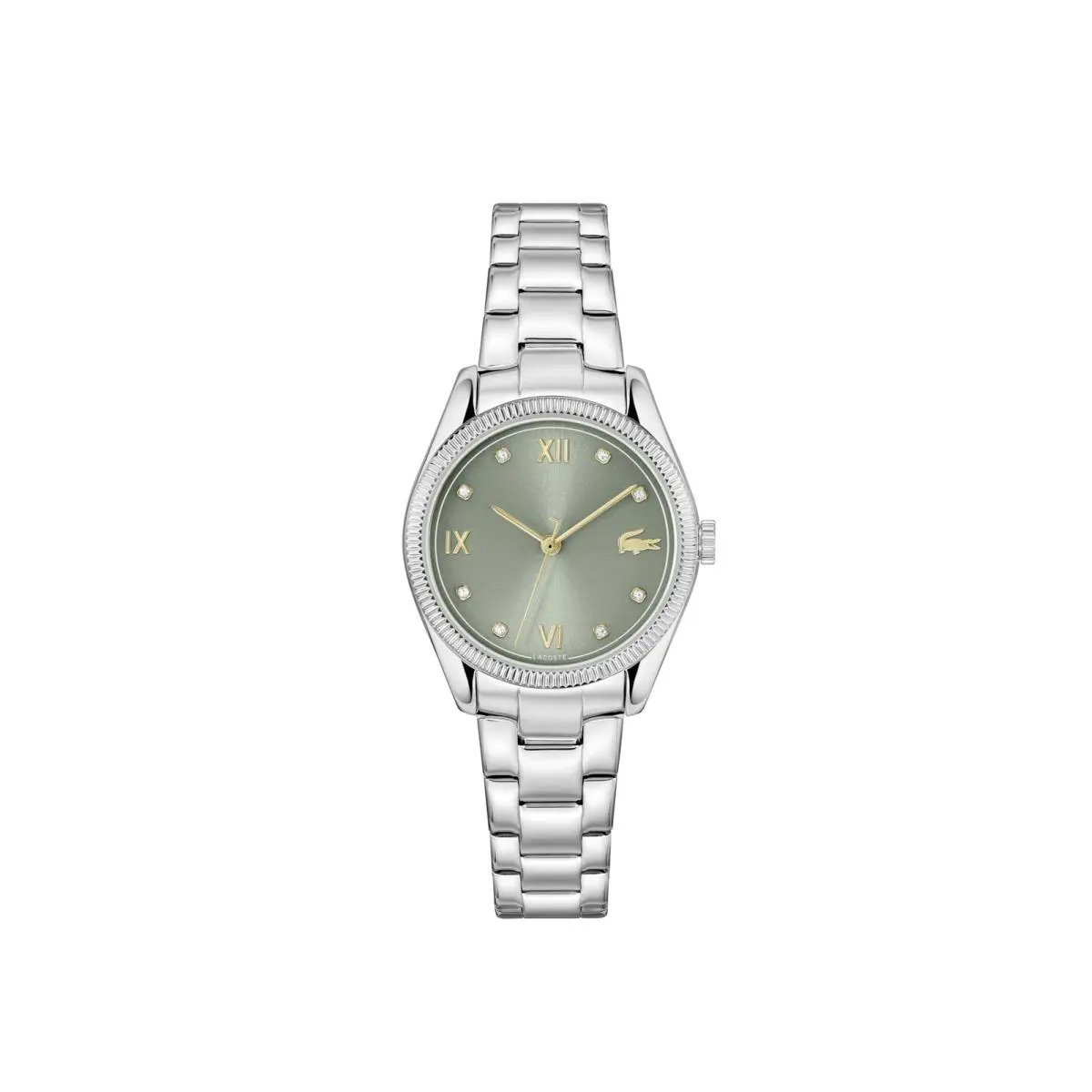 Parisienne Women`s 3H Quartz Watch Green with Crystal Indexes by Lacoste