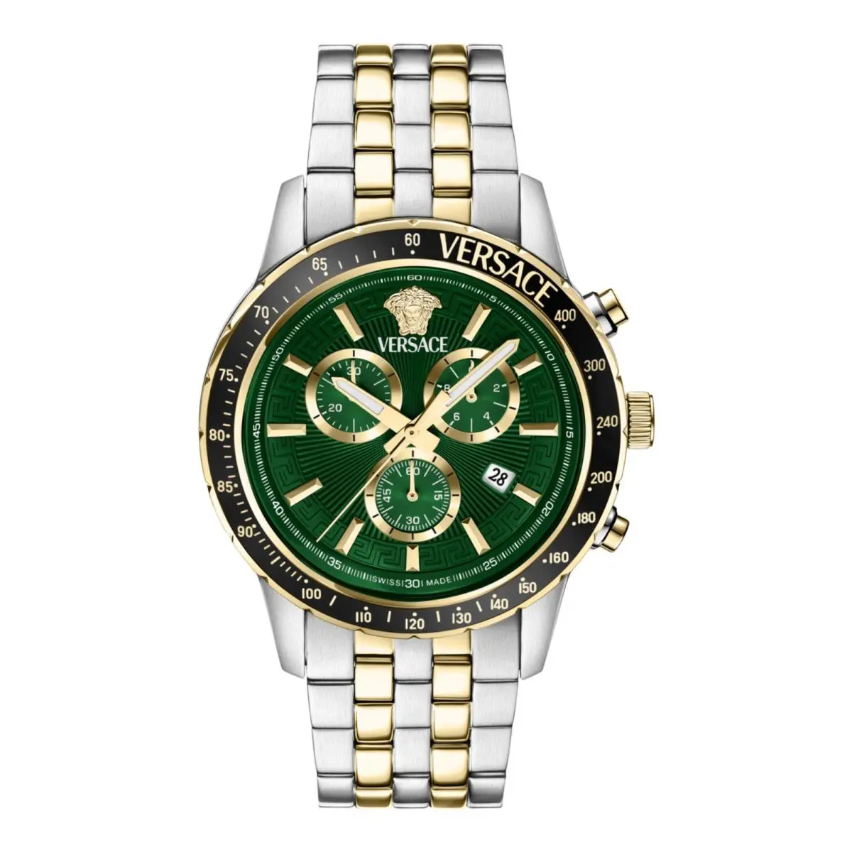 Versace Mens Two Tone 44mm Bracelet Fashion Watch