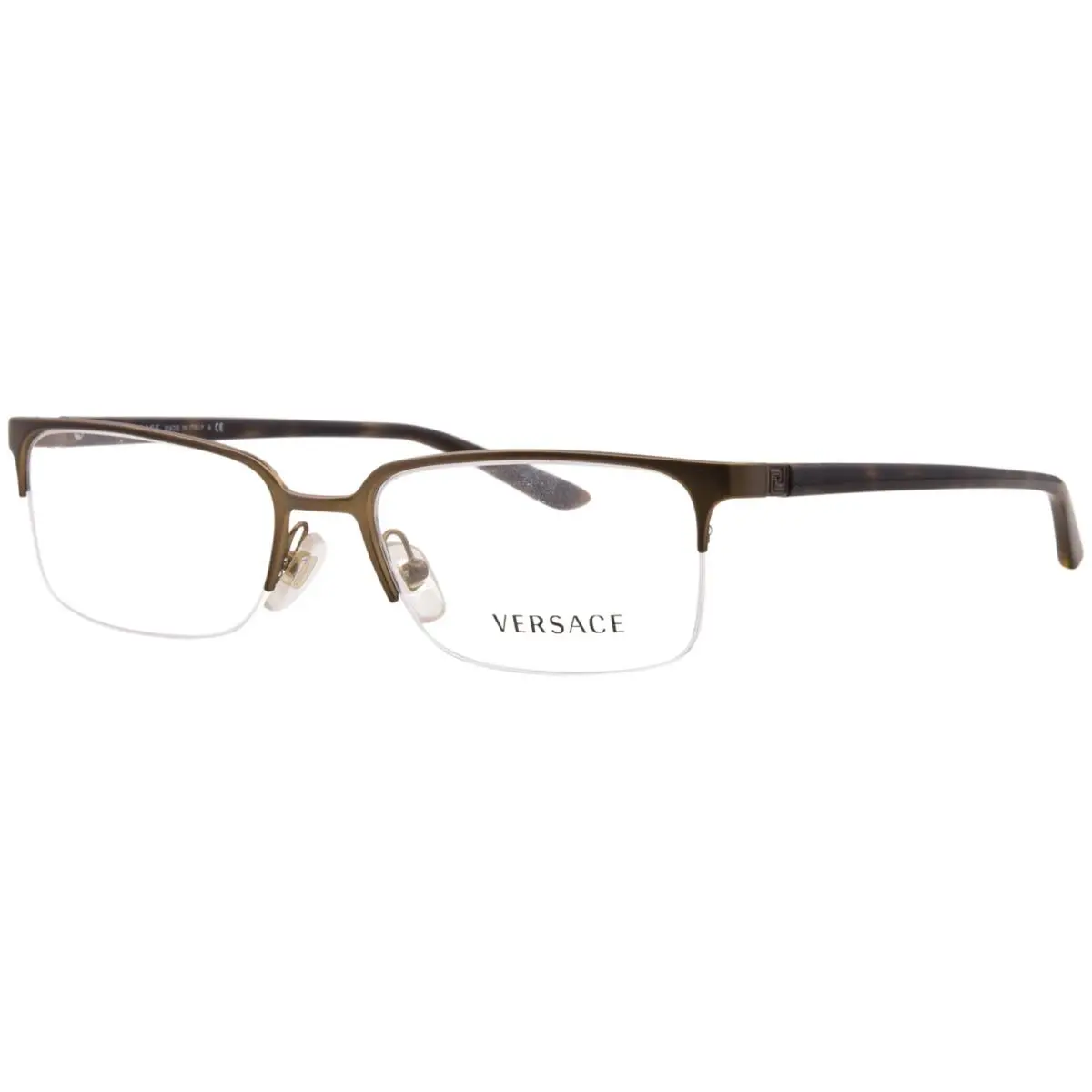 Versace VE1219 1325 Eyeglasses Men`s Matte Brass Semi Rim Rectangle Shape 54mm