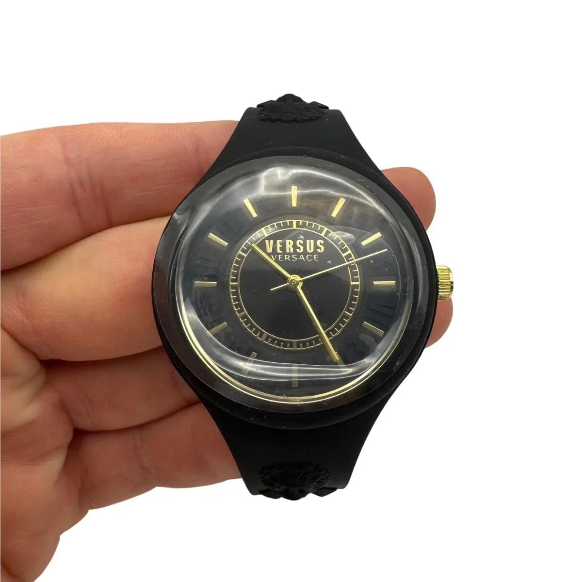 Versus  Fire Island Black Gold Silicone Watch VSPOQ0718 Lion Logo by Versace
