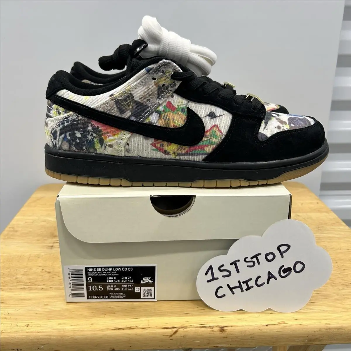 SB Dunk Low Supreme Rammellzee Size 9 FD8778-001 2023 Black by Nike