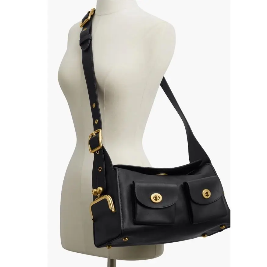 Haversack Black Leather Turnlock  Originals Shoulder Bag by Coach