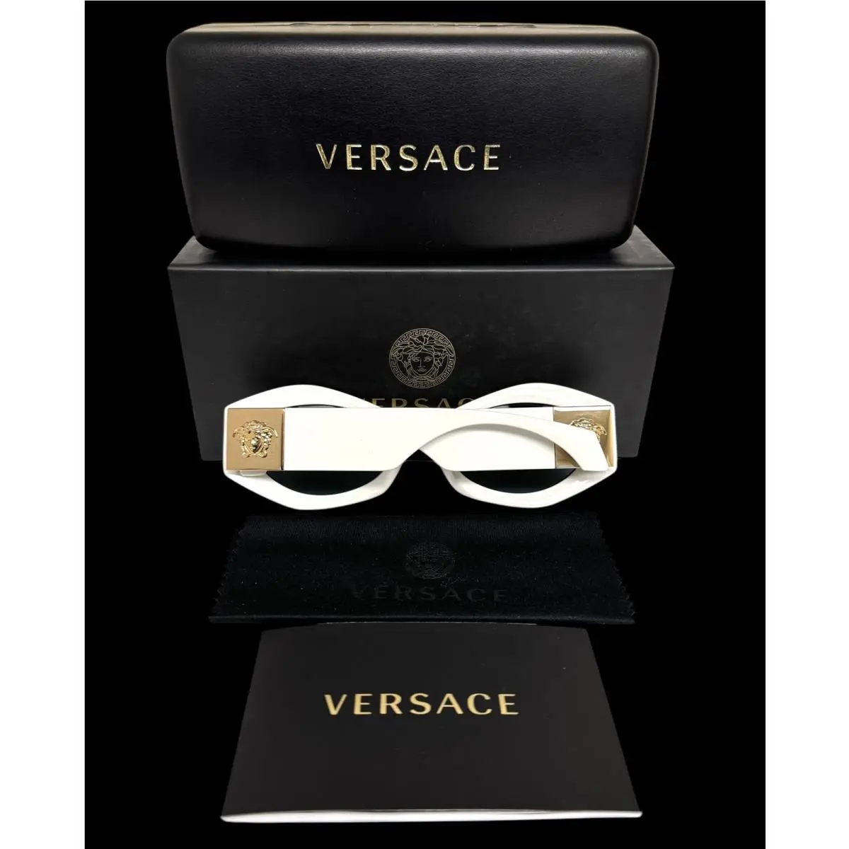 Versace Sunglasses VE 4466U 5462/80 Polished White W/gold Medusa Logo W/case