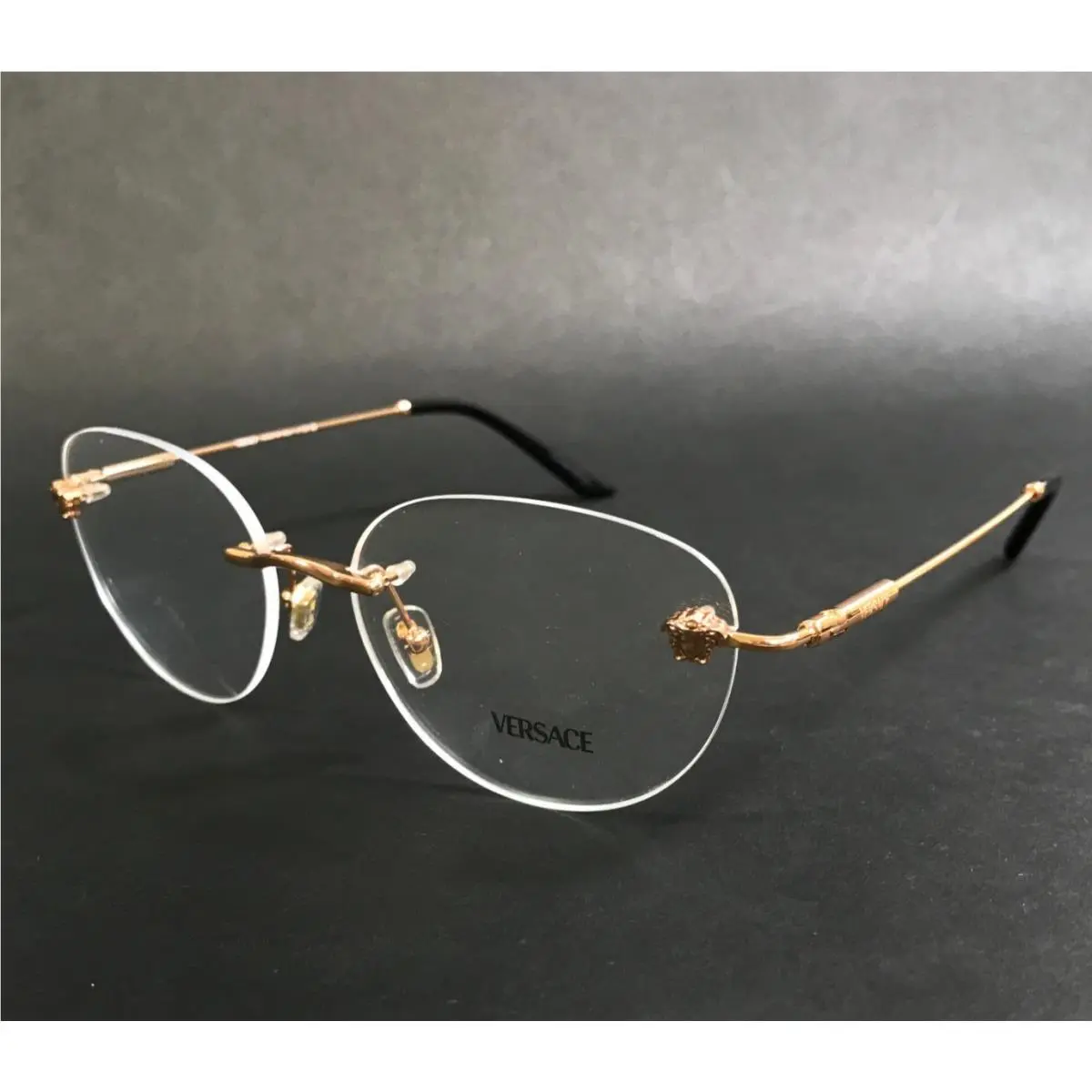 Versace Eyeglasses Frames MOD.1305 1412 Polished Rose Gold Rimless 55-16-140