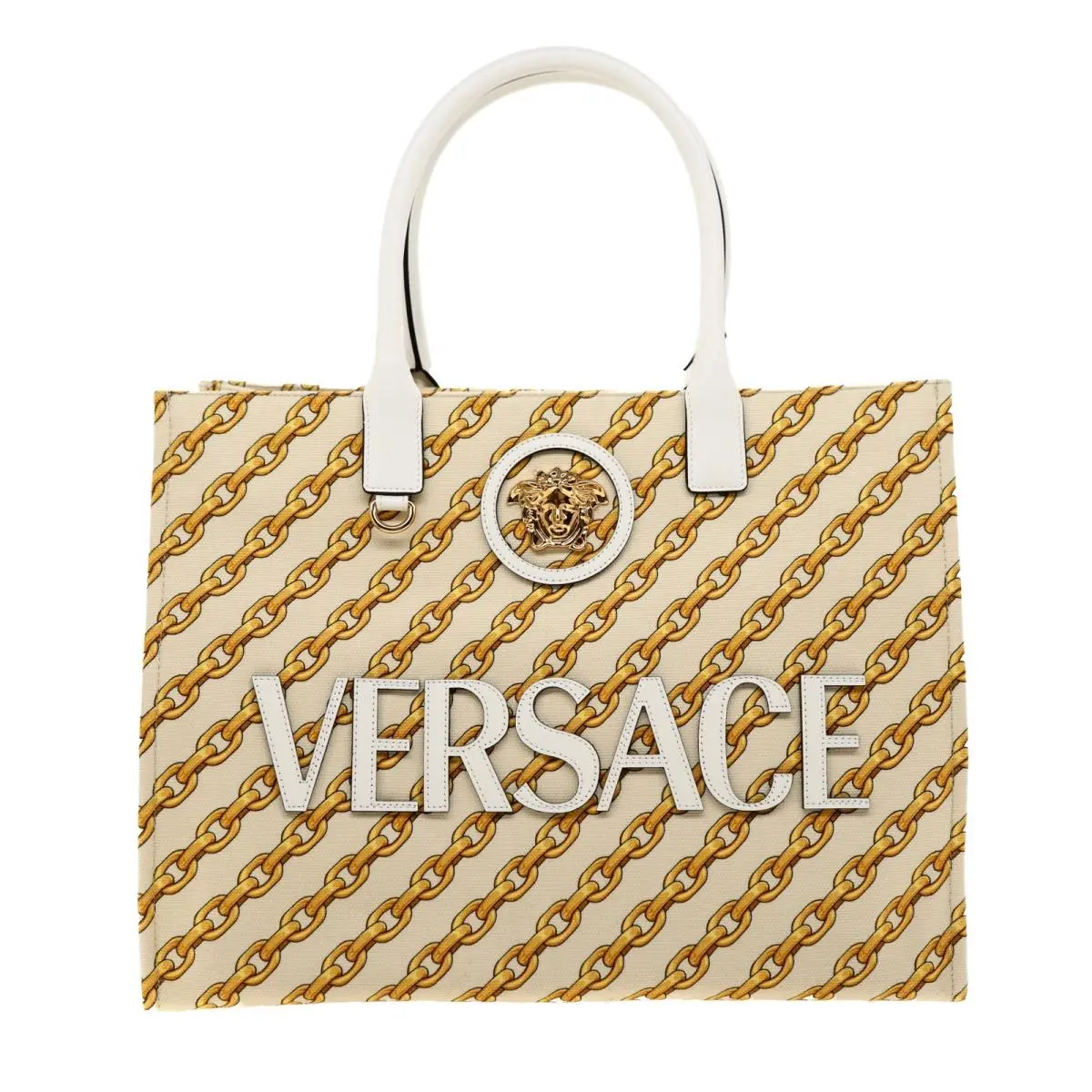 Versace Medusa Large Tote Chain Link Design Canvas