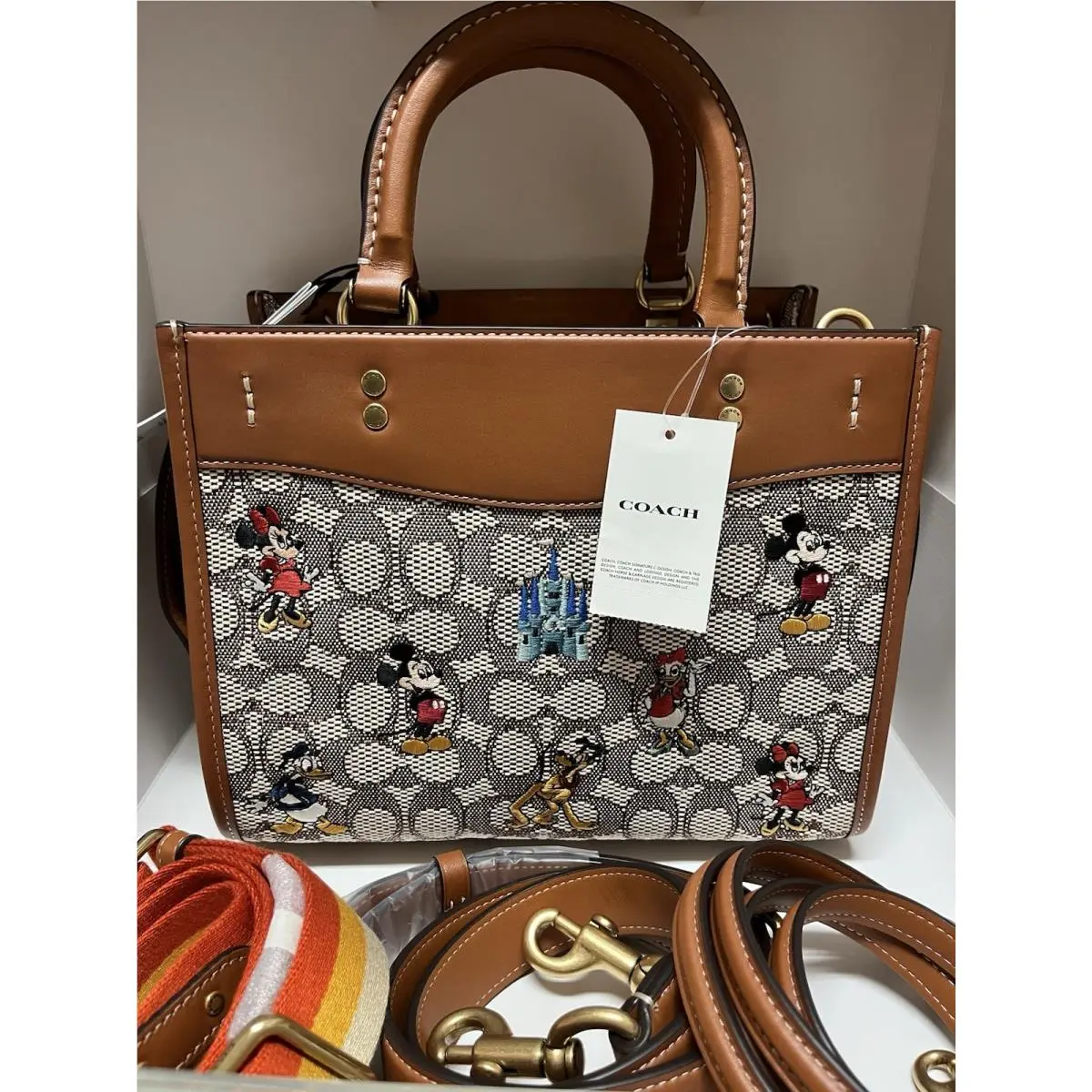 Disney x  Rogue 25 Signature Jacquard Mickey Mouse Friends Embroidery Cocoa by Coach
