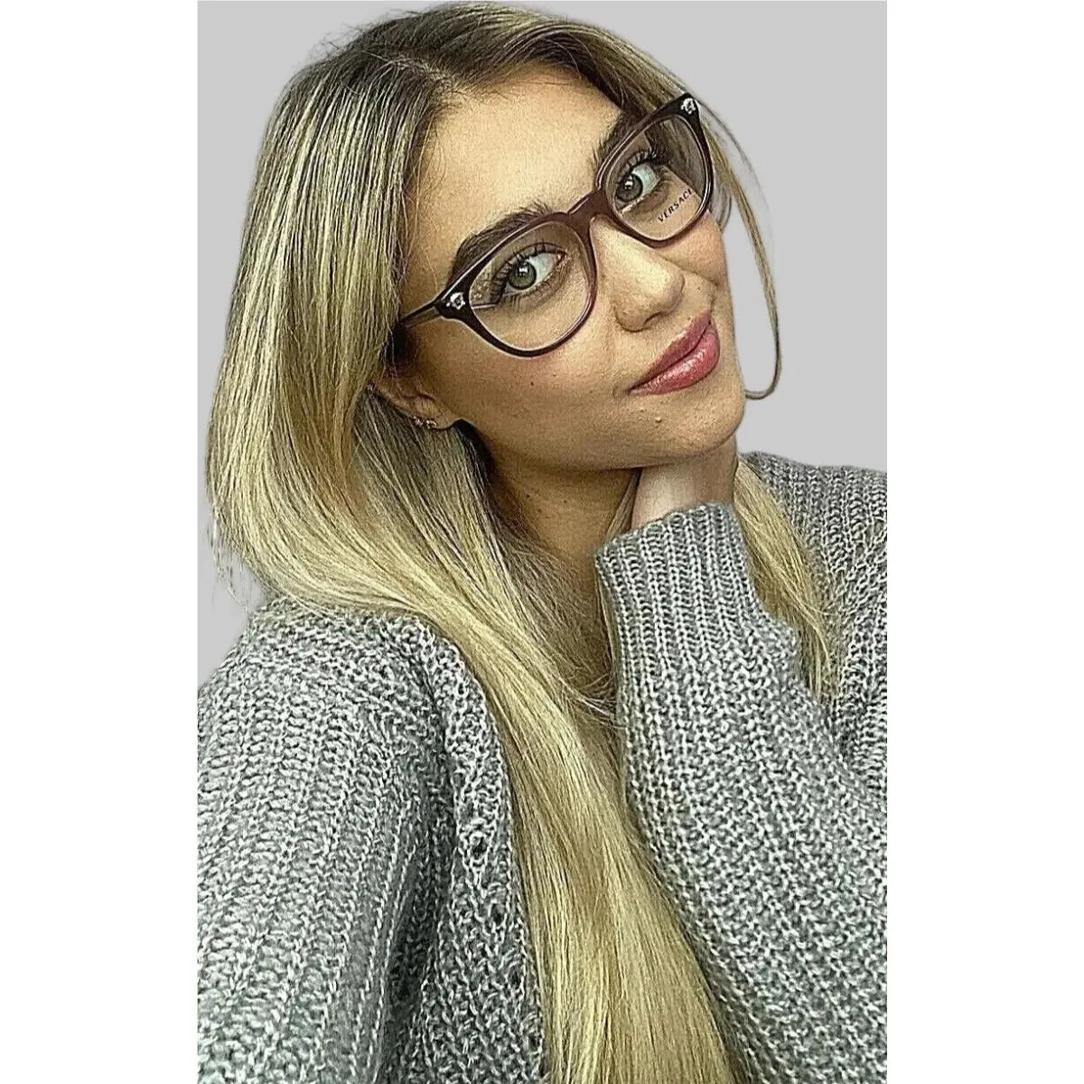 Versace Mod. 3242 5229 52mm Clear Purple Women`s Eyeglasses Frame Italy 1