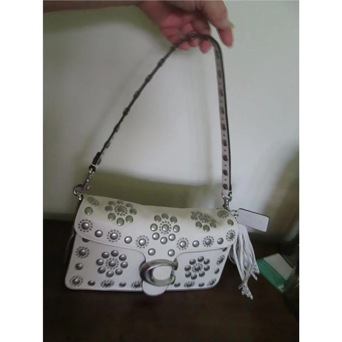 Tabby 26 Chalk Leather Rivet Stud Shoulder Crossbody Bag 73995/NWT by Coach