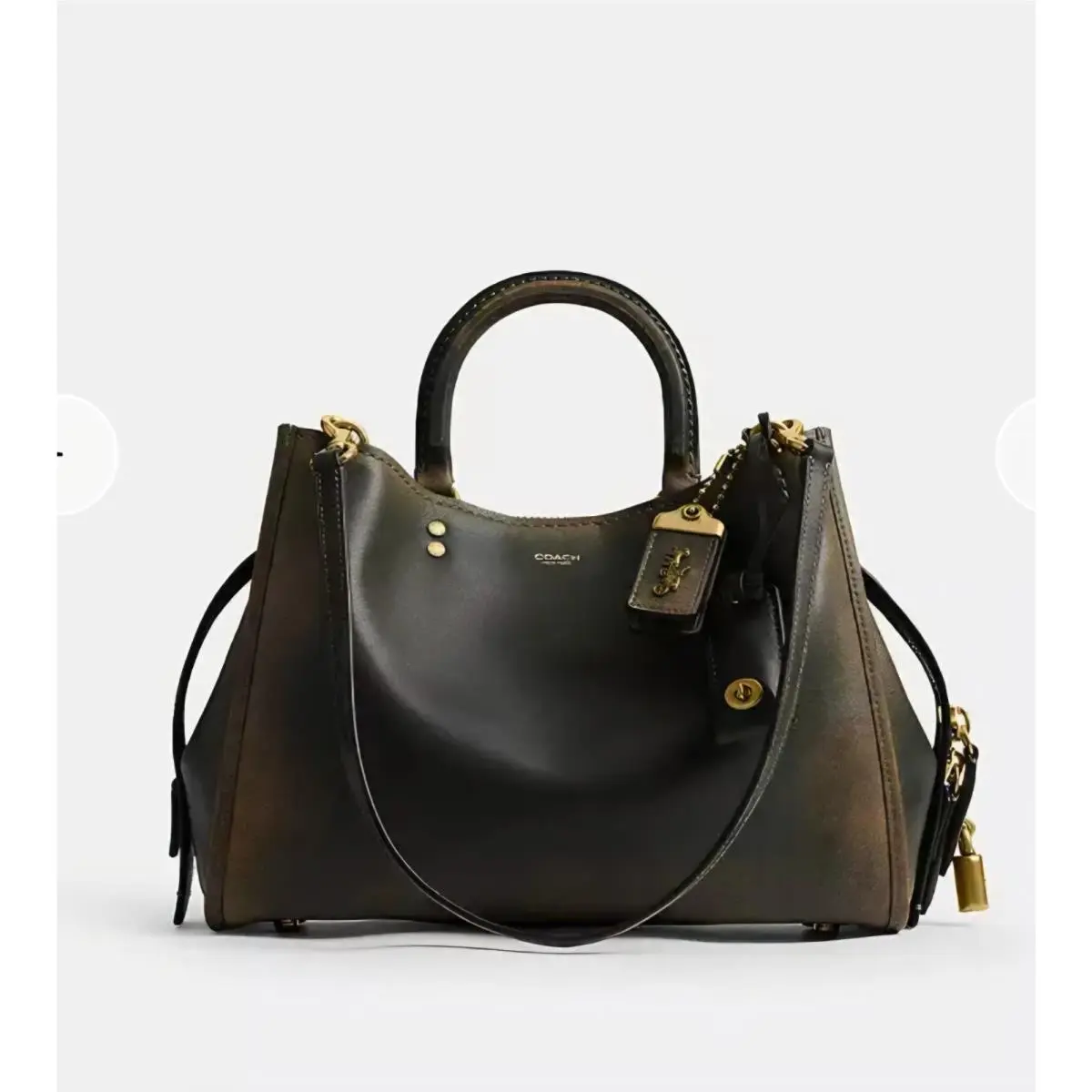Loved Leather Rogue 31 Bag Brass Green Full Grain Leather CEN42 by Coach