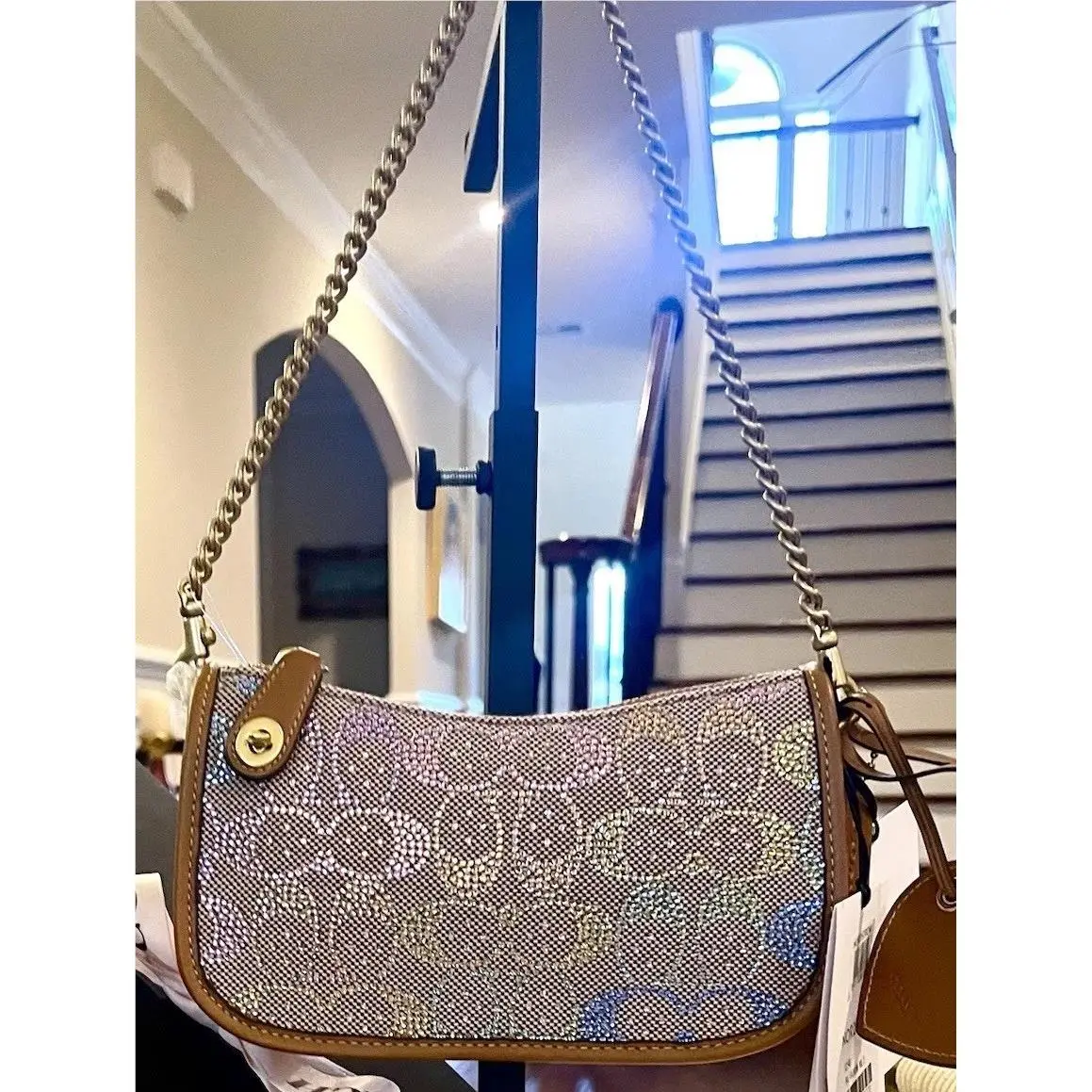Swinger 20 Bag In Rainbow Crystal Jacquard Gift Boxed by Coach