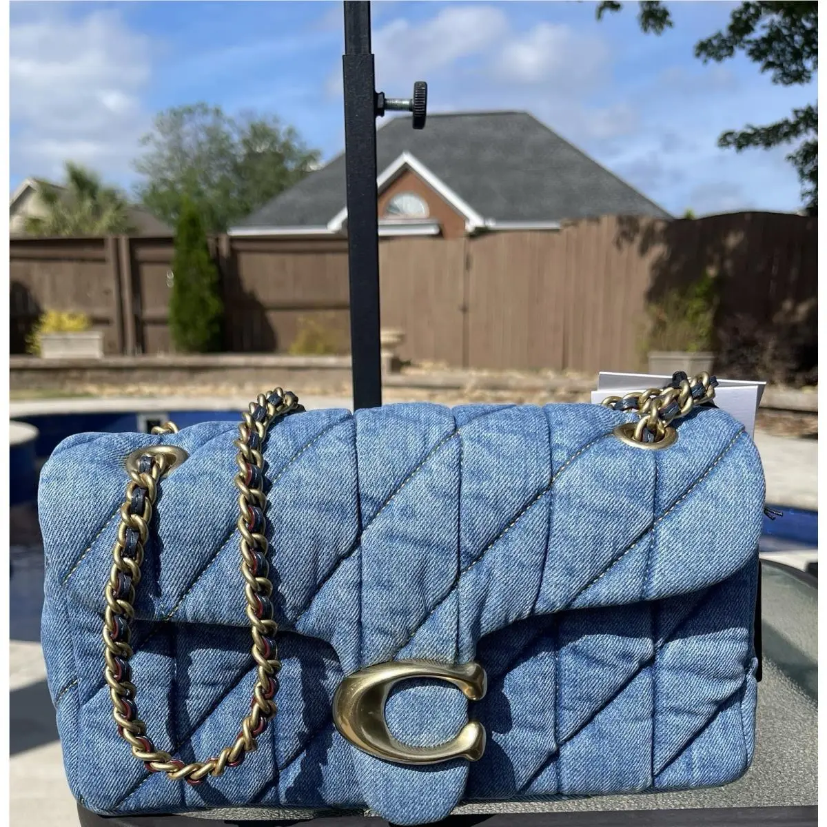 Quilted Tabby 26 Medium Denim Shoulder Bag Indigo Gift Boxed by Coach