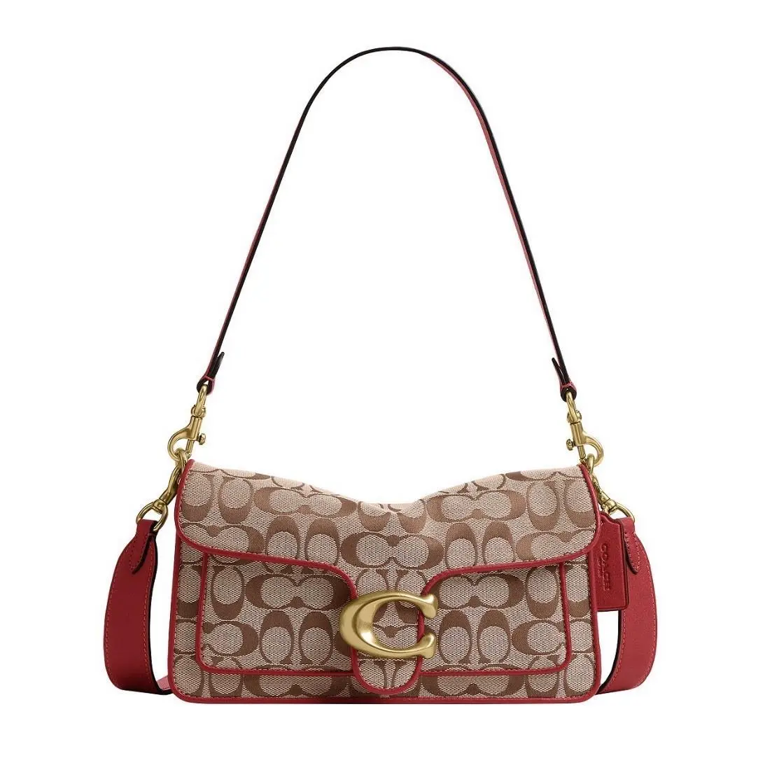 Tabby Shoulder Bag 26 in Signature Jacquard Brass/poppy Signature by Coach