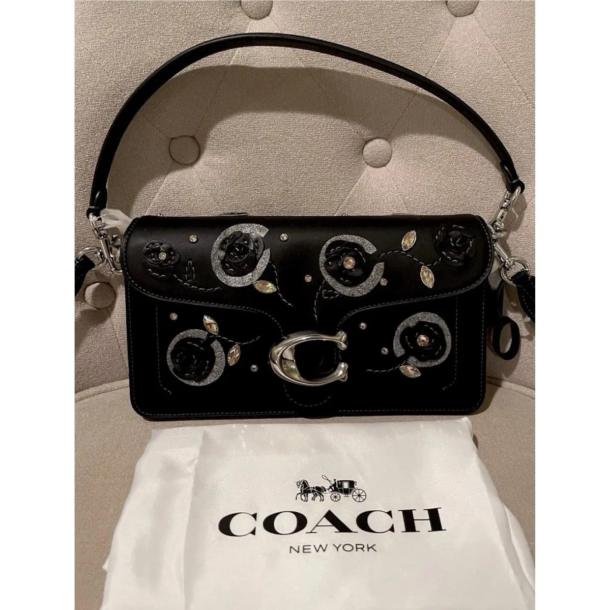 Tabby 26 Glovetanned Leather Bag with 3D Floral Crystal Embellishment by Coach