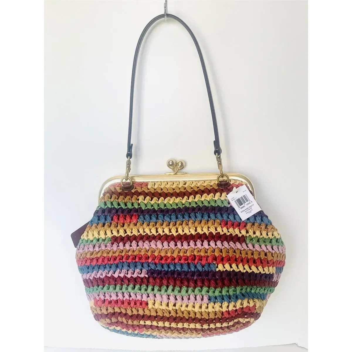 Kisslock Frame Bag 27 CDZ29 Multicolor Straw Woven Medium Shoulder Bag by Coach