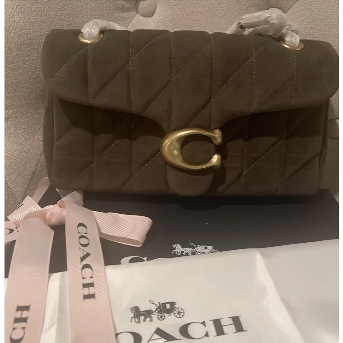 Quilted Suede Olive/brass Tabby 26 Shoulder/crossbodybag by Coach