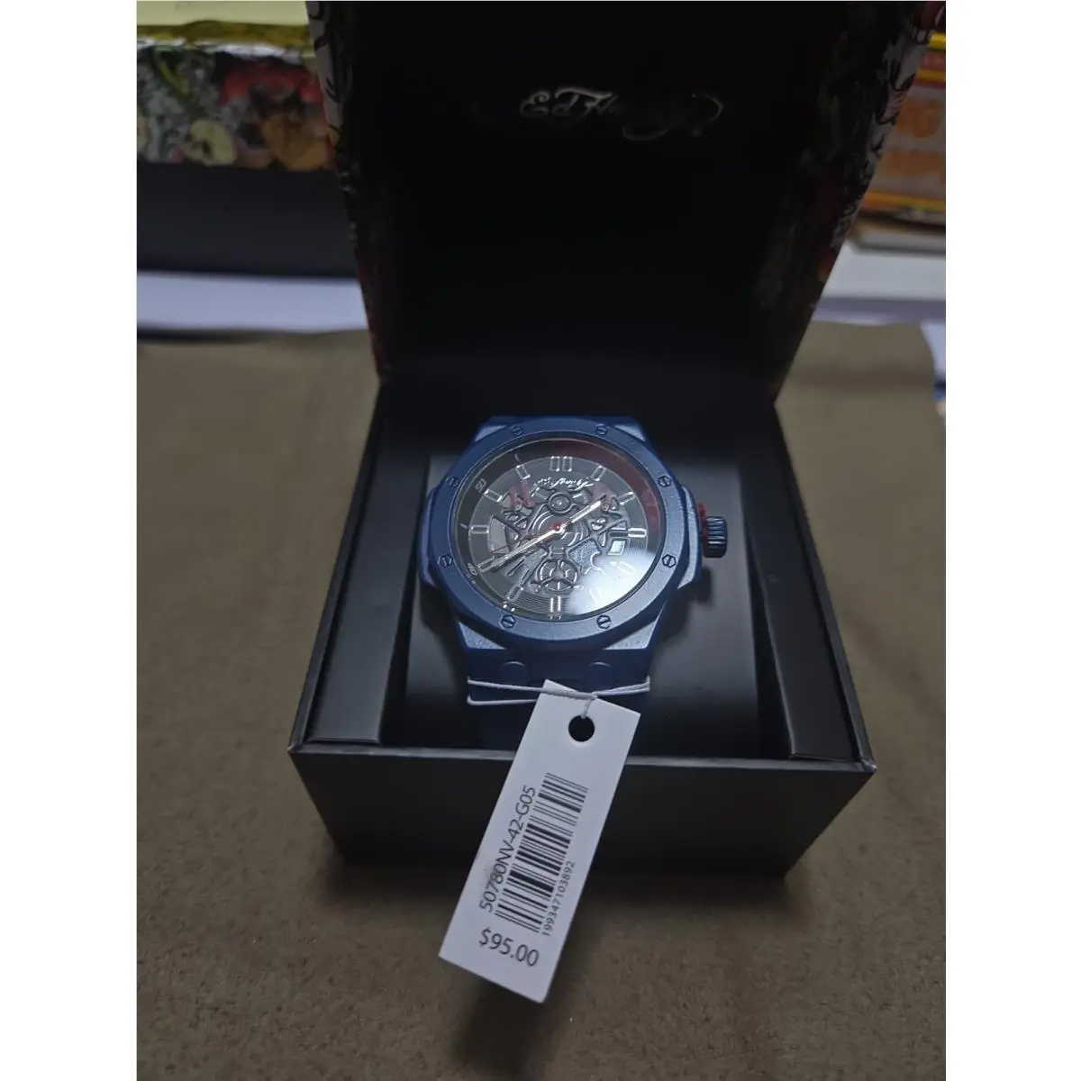 Quartz Watch 42mm Blue Silicone Strap Analog 3 Atm w/ Box by Ed Hardy