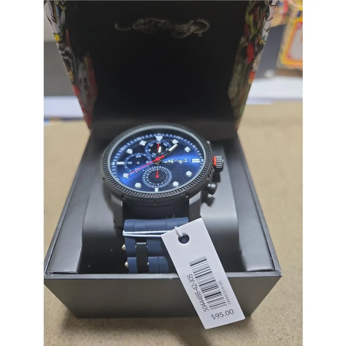 ED Hardy Men`s Matte Blue Watch with Round Face and Blue Silicone Strap by Ed Hardy