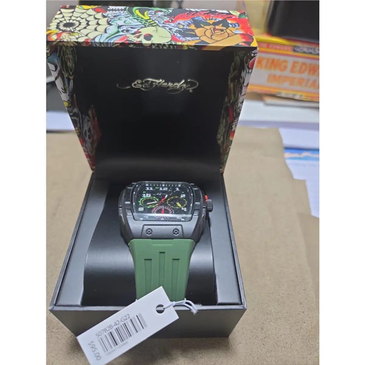 Men’s Watch W/ Adjustable Green Band by Ed Hardy