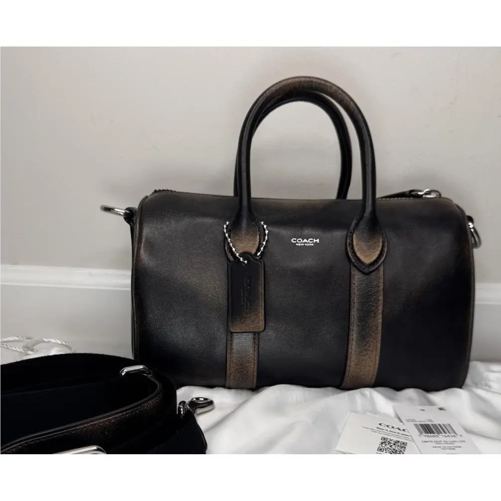 Compass 25 Loved Leather Brown/black Satchel Crossbody Bag CEO29 by Coach