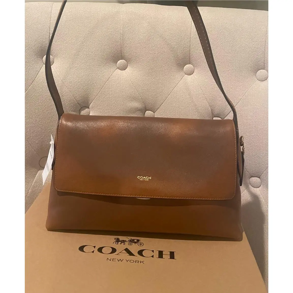 Chelsea Shoulder Bag 30 In Loved Leather/brass/brown CEN58 by Coach