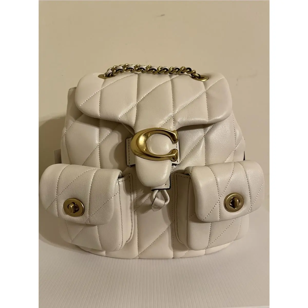 Tabby Backpack Chalk Pillow Quilting Nappa Leather CU076 by Coach