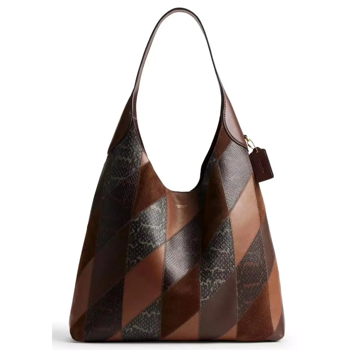 Coach Brooklyn CCC19 XL Snakeskin Patchwork Shoulder Bag 39 In Maple Multi