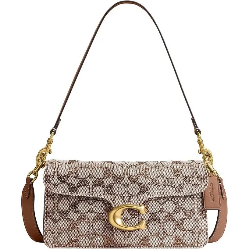 Tabby Shoulder Bag Size 26 Crystal Signature Jacquard Mushroom by Coach