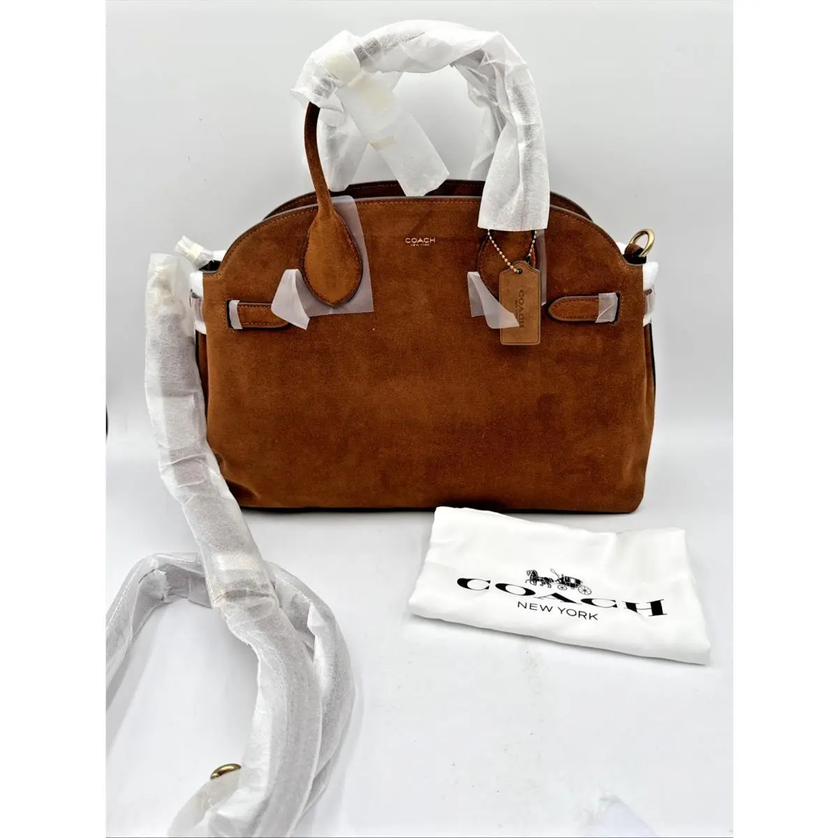 Empire 40 Soft Suede Carryall Tote Shoulder Crossbody Bag Warm Brown by Coach