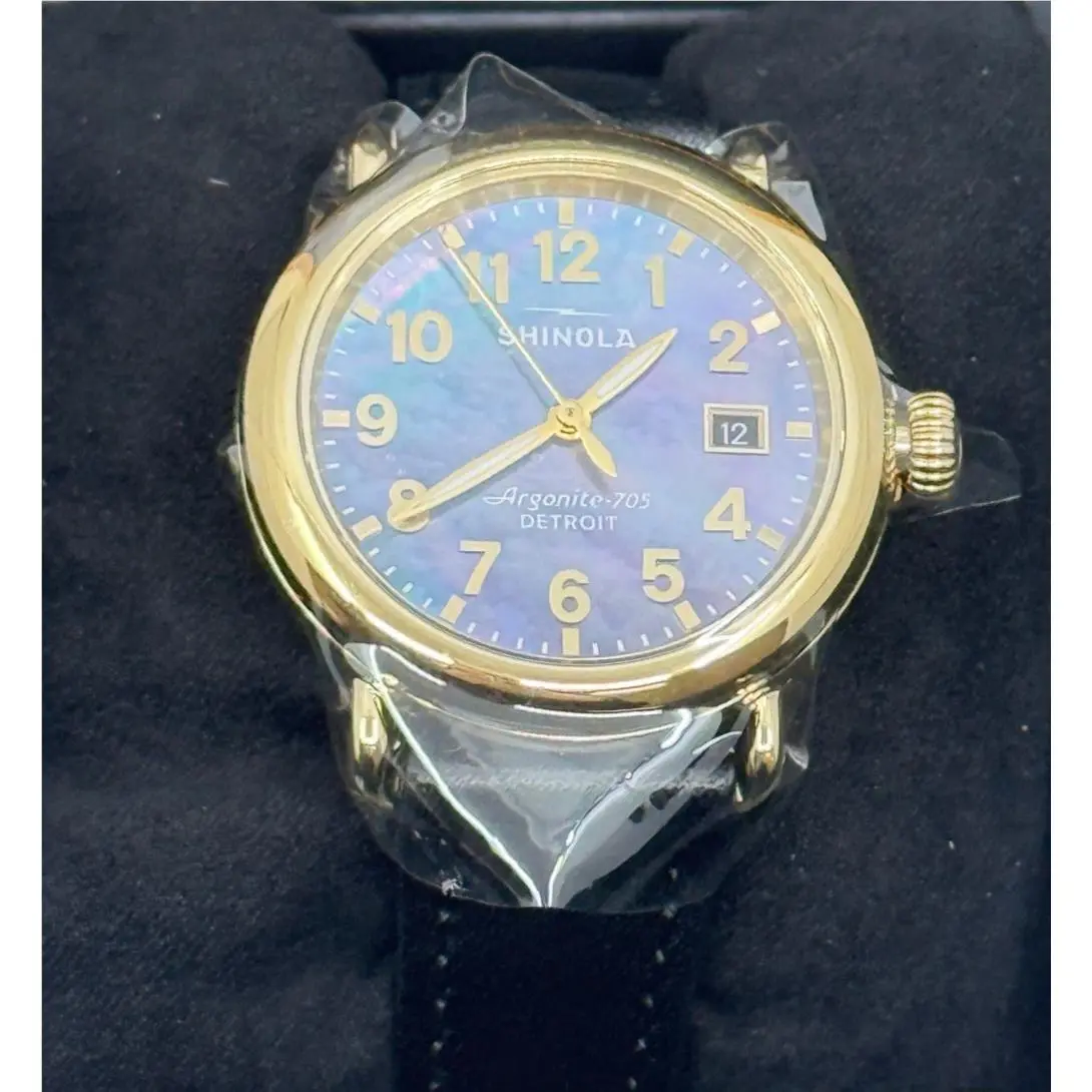 Runwell 36mm Gray Mother of Pearl Dial Leather Band Watch S0120493246 by Shinola