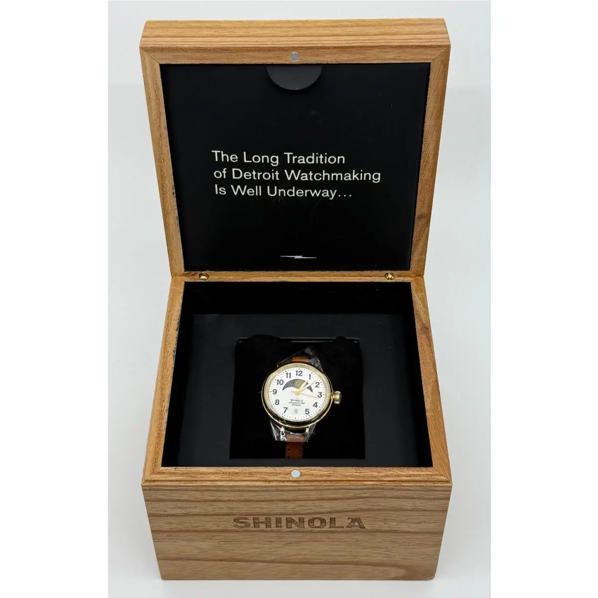 Birdy Moon Phase 34mm White Dial Leather Band Watch S0120008179 by Shinola