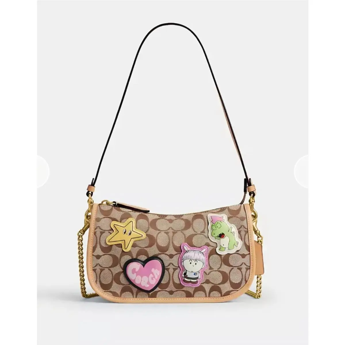 X Brain Dead Waverly Bag in Signature Jacquard w/ Patches Khaki CEO16 by Coach