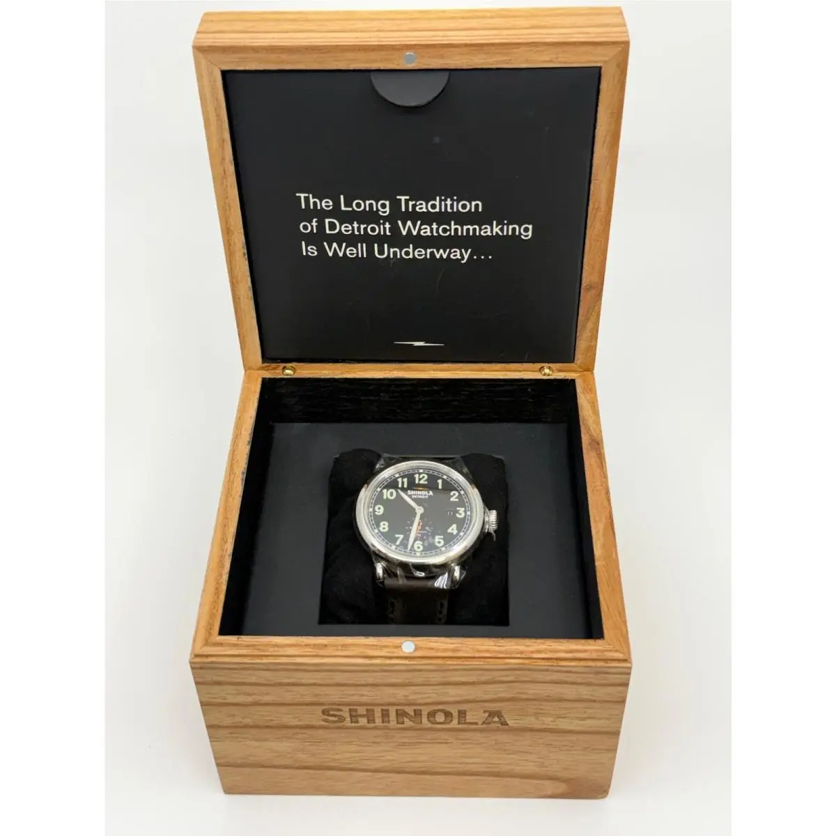 Runwell Automatic 45mm Black Dial Leather Band Watch S0120266278 by Shinola
