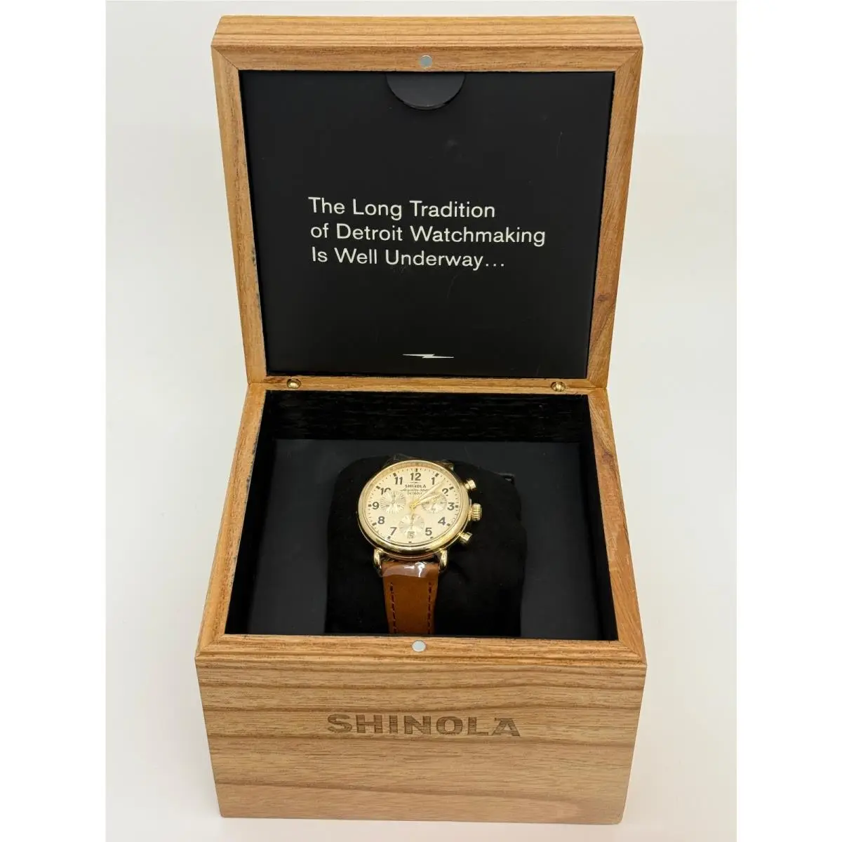 Runwell Chronograph 37mm Cream Dial Leather Band Watch S0120315255 by Shinola