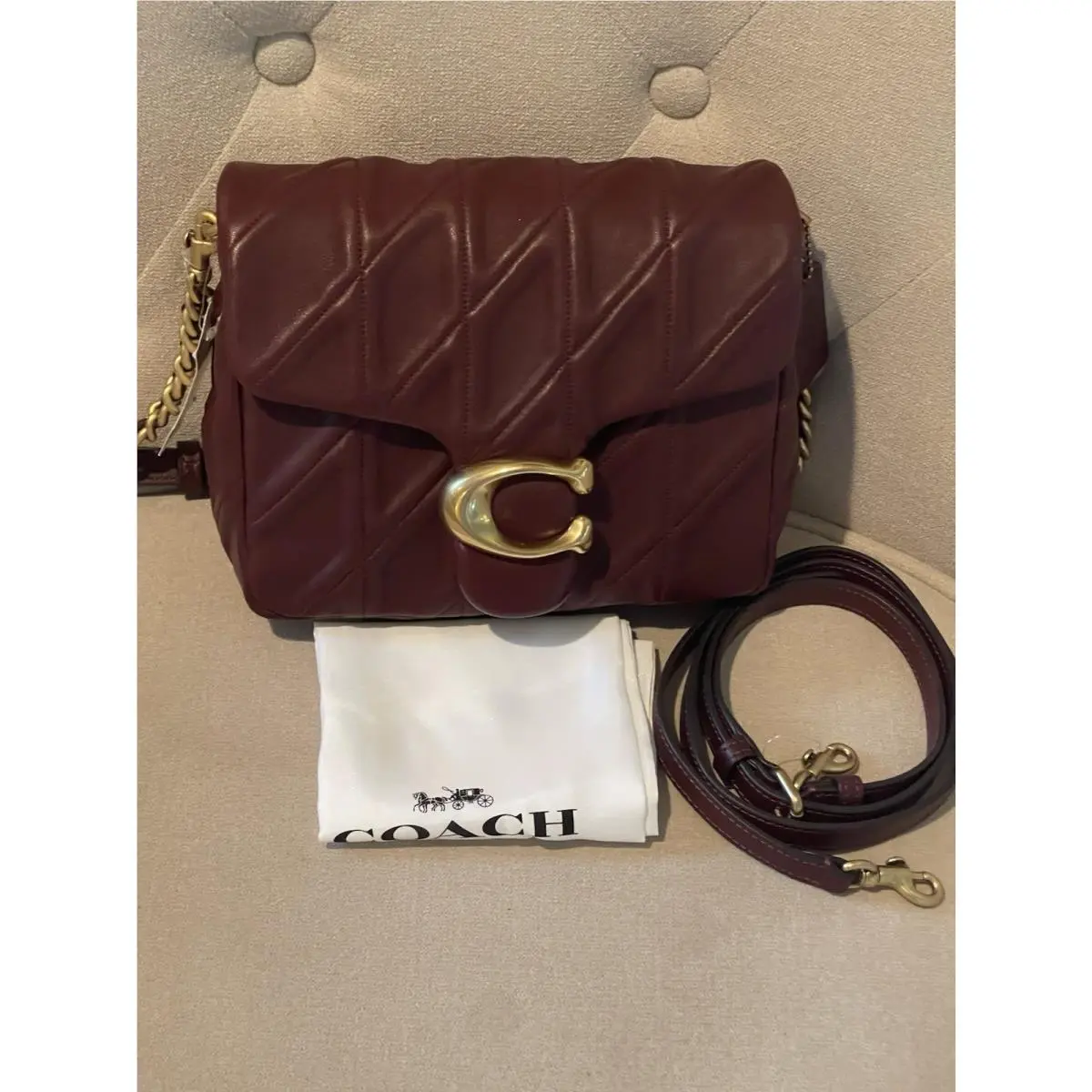 Quilted Times Square Tabby In Merlot/brass CW629 by Coach