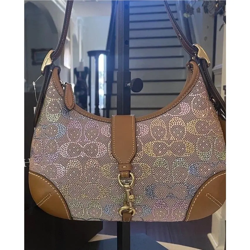 Hamptons Hobo Rainbow Crystal Bag Signature Jacquard by Coach