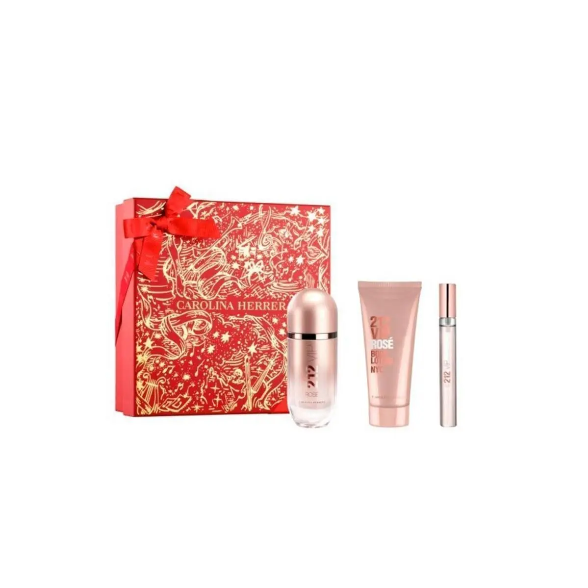Carolina Herrera 212 Vip Rose 3 Piece 2.7 Edp Spr +3.4 BL +0.33 Edp Spr Mini-w