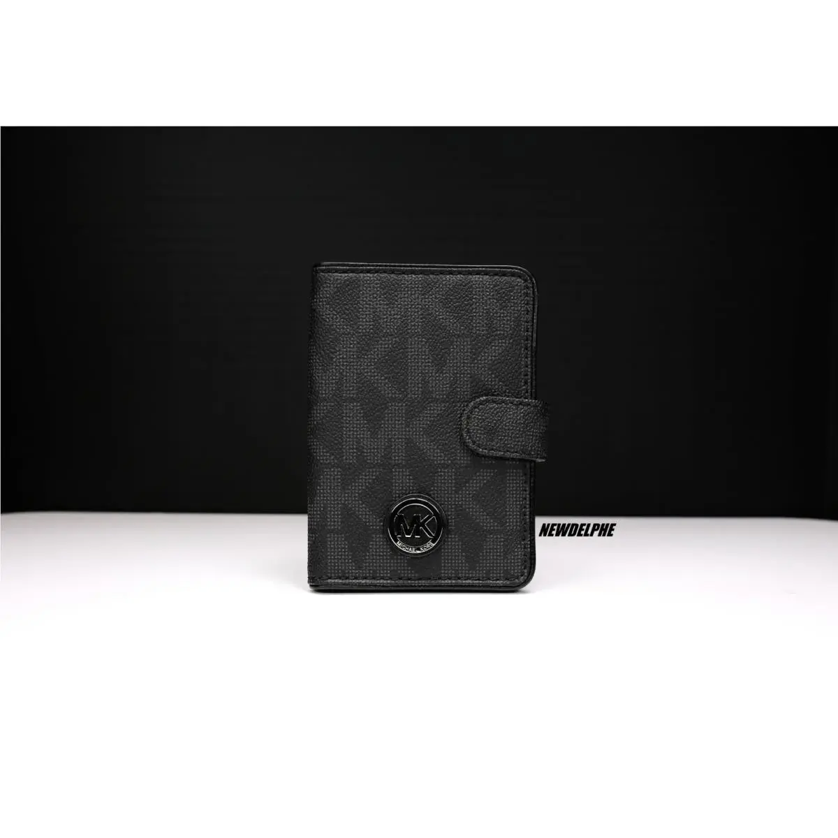 Signature MK Logo Fulton Passport Wallet Holder Case Black PVC by Michael Kors