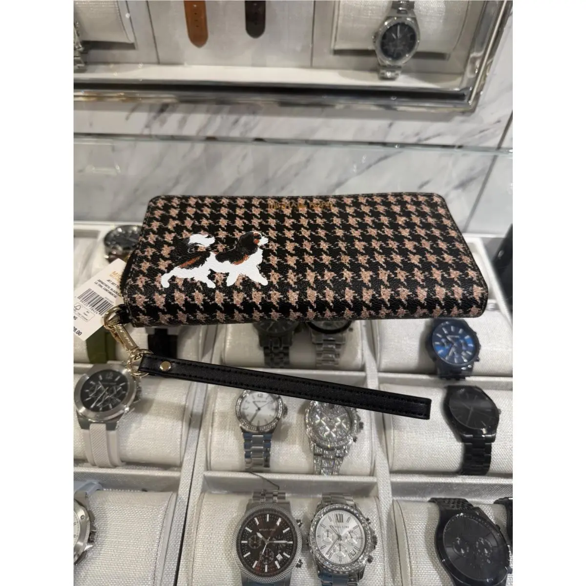Jet Set Travel Houndstooth Print Continental Wristlet by Michael Kors