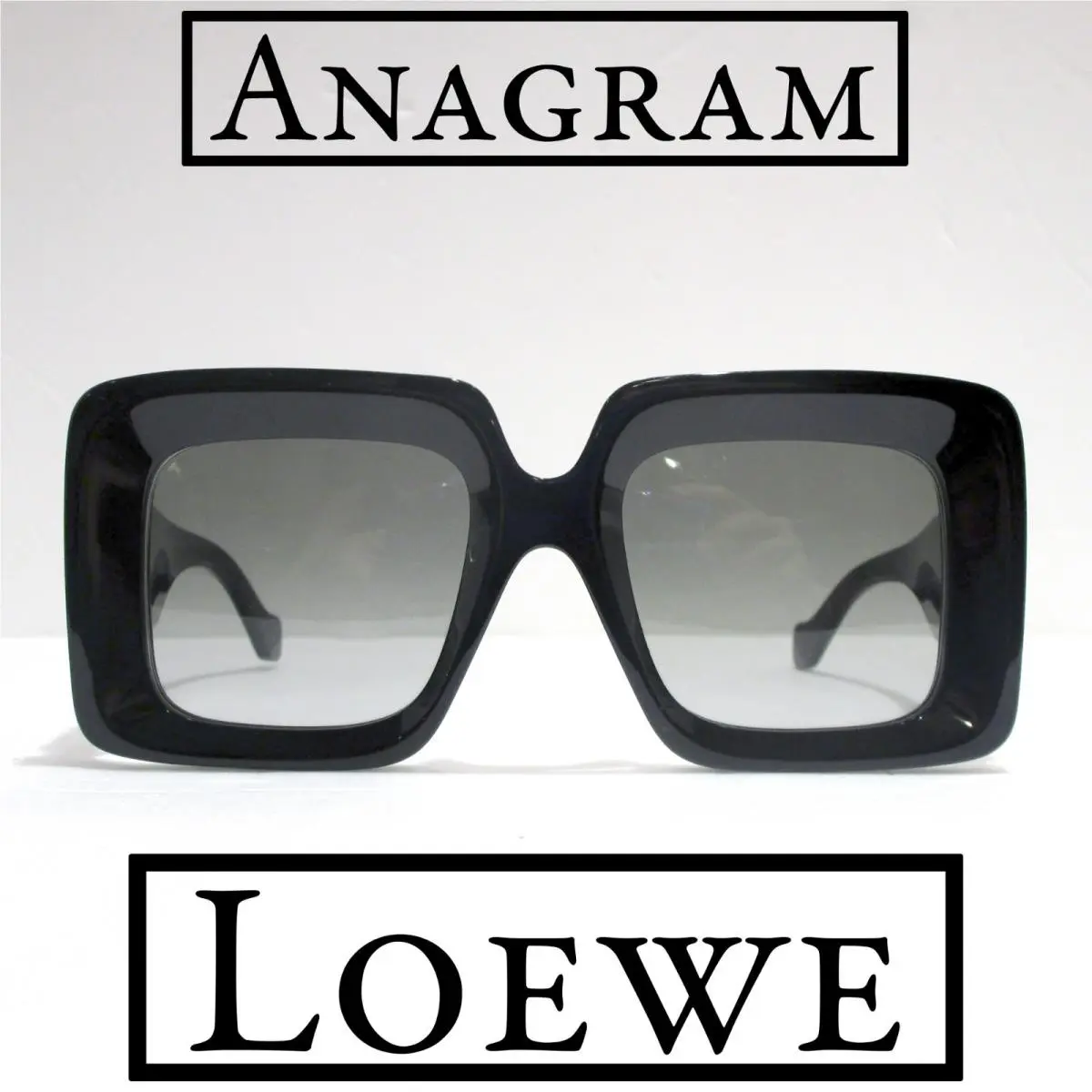 Anagram LW40176U 01B Sunglasses Women`s Oversized Square Shiny Black by Loewe