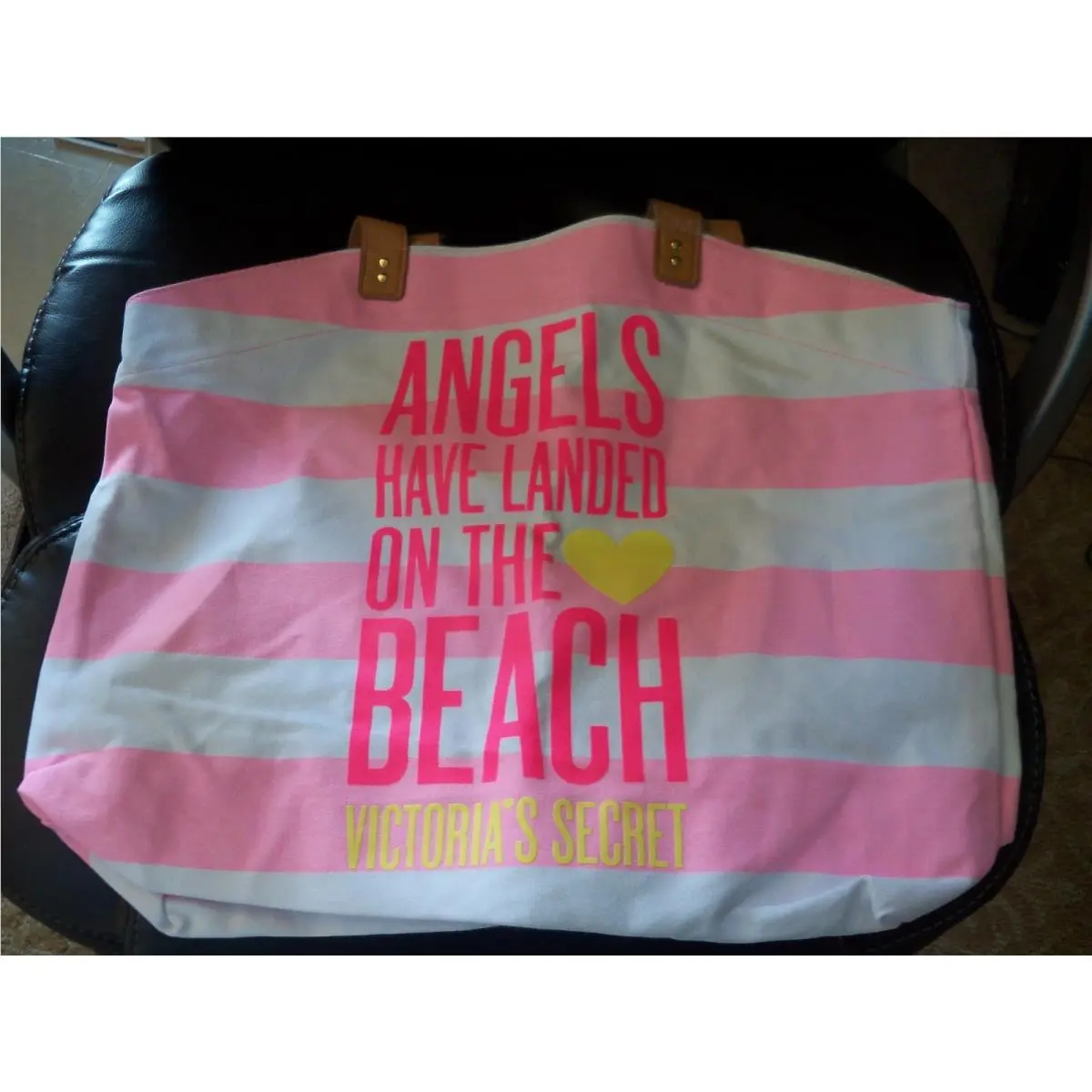 Victoria`s Secret 2014 Angels Tote Bag Beach Pink Stripes Htf by Victoria's Secret