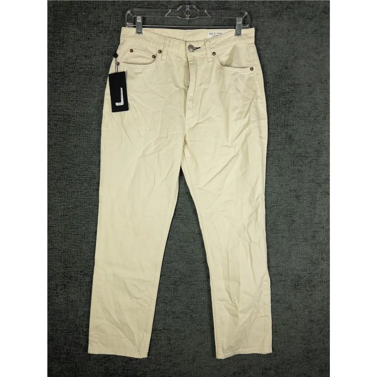 Rag Bone Wren Slim Pants Womens 28 Ecru Cream Cotton 5-Pocket