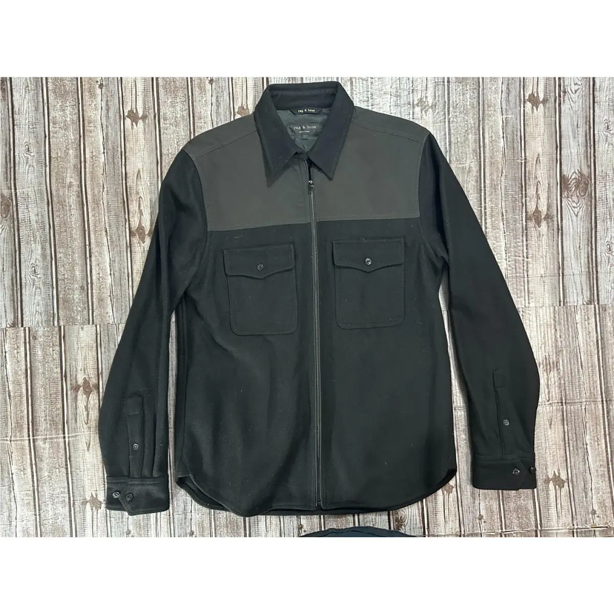 Rag Bone Wool Blend Full Zip Shirt Jacket Size S Color Black