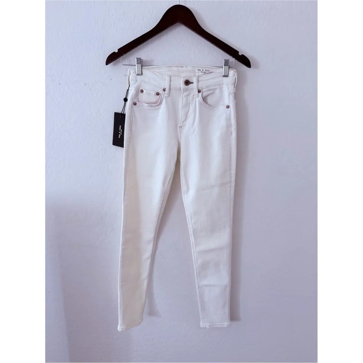 Rag Bone Cate Mid-rise Ankle Skinny Jeans Ecru Size 24