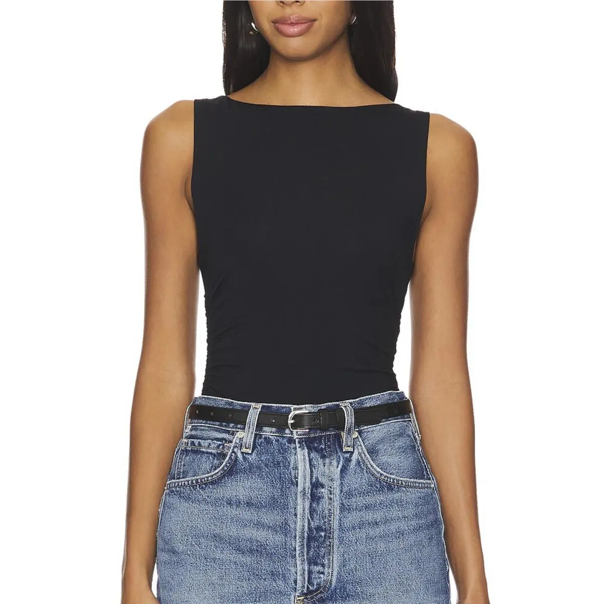 Rag Bone Luca Shirred Black Ruched Tank Top Size XS